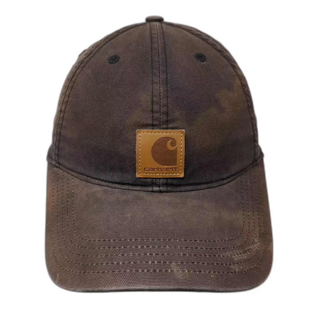 Carhartt Baseball Cap Black One Size Adjustable Canvas Faded Logo Strapback Hat